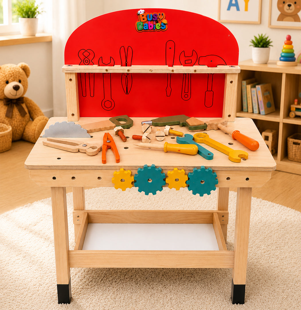 Kids Wooden Tools Set with Work Bennch