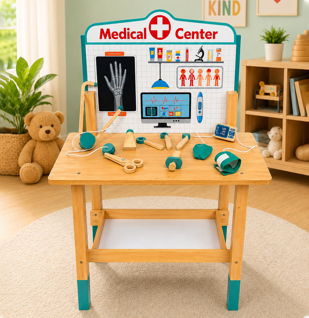 Wooden Doctor Playset With Medical Center