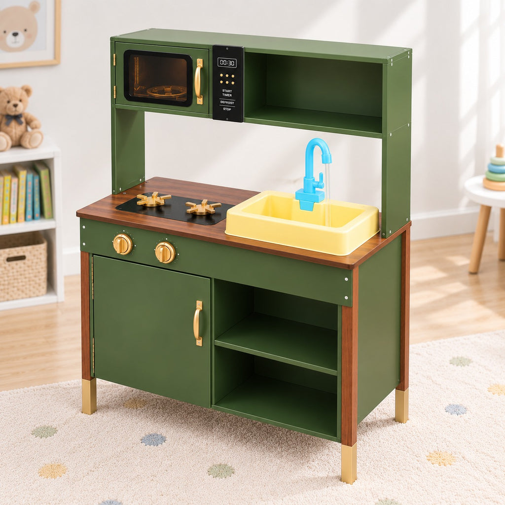 Kids Kitchen Set With Wooden Utensils