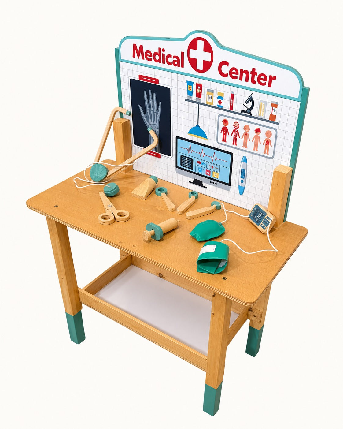 Wooden Doctor Playset With Medical Center