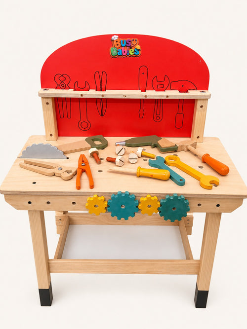 Kids Wooden Tools Set with Work Bennch