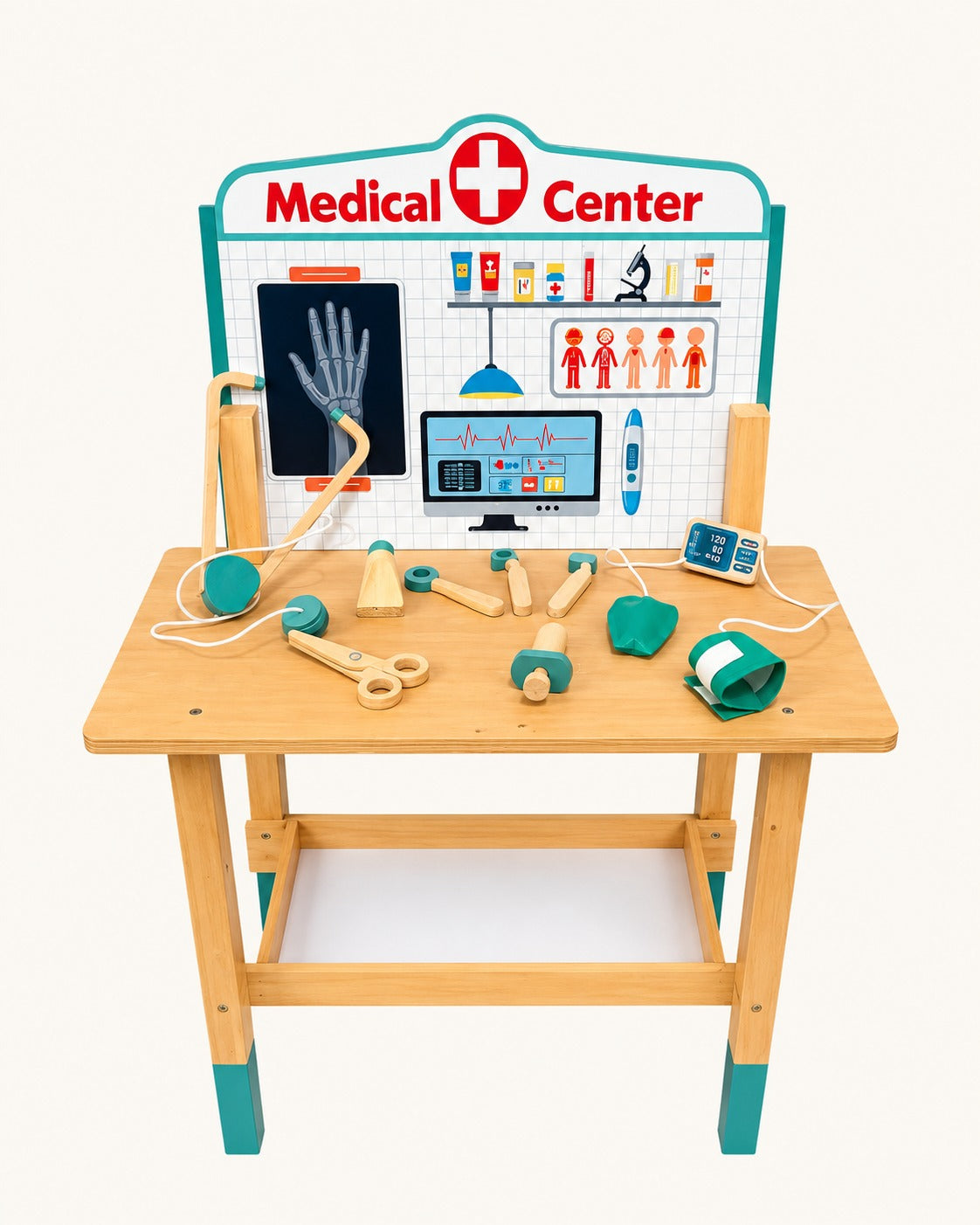 Wooden Doctor Playset With Medical Center