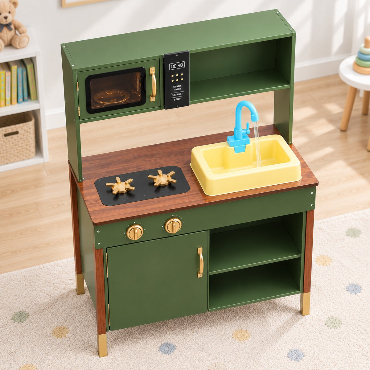 Kids Kitchen Set With Wooden Utensils